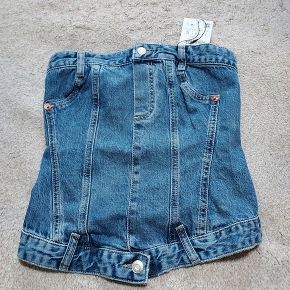Zara TRF Corset Style Denim Top - Picture 6 of 7
